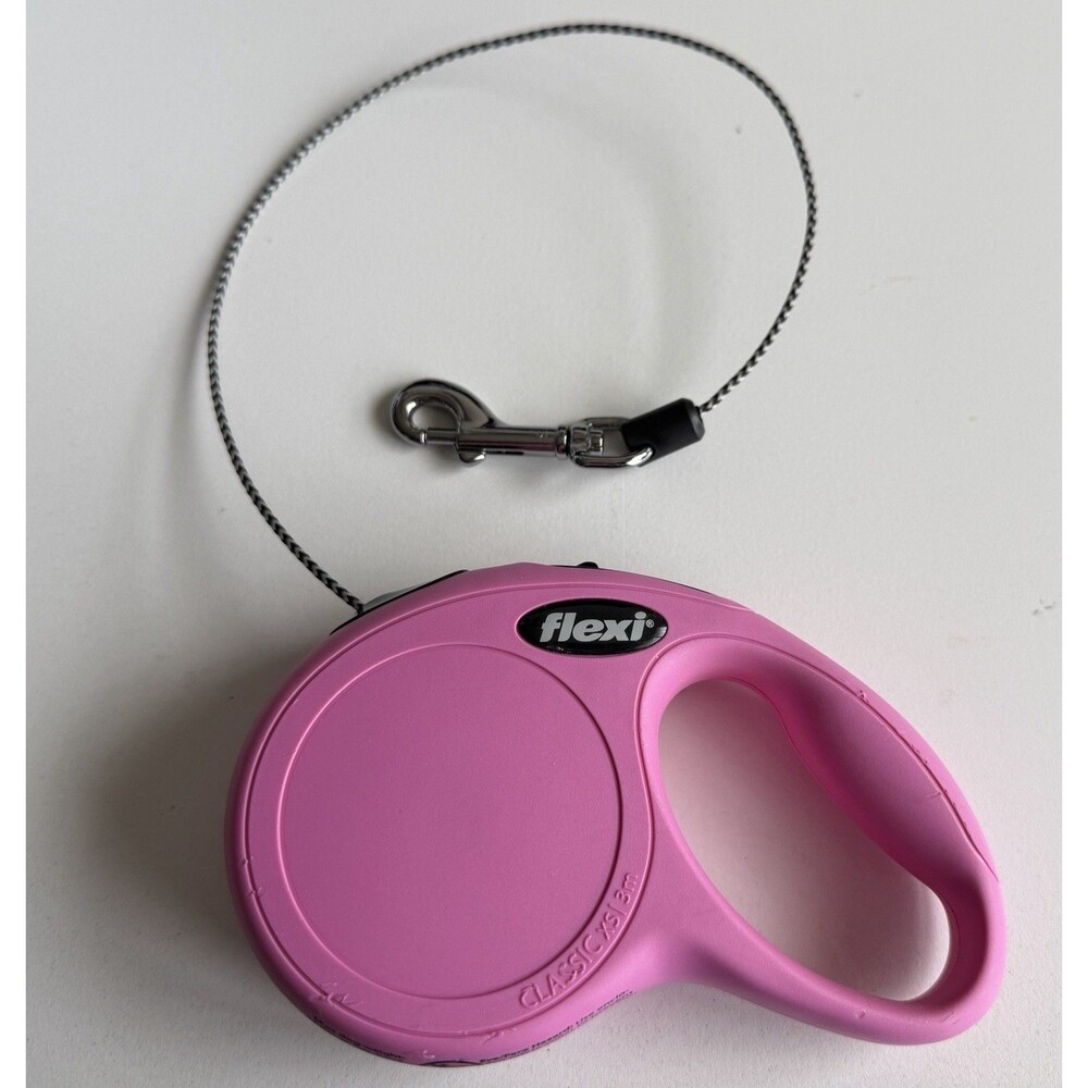 Flexi PINK Retractable 10' Leash Classic Cord For Extra Small Dogs up to 18 Lbs